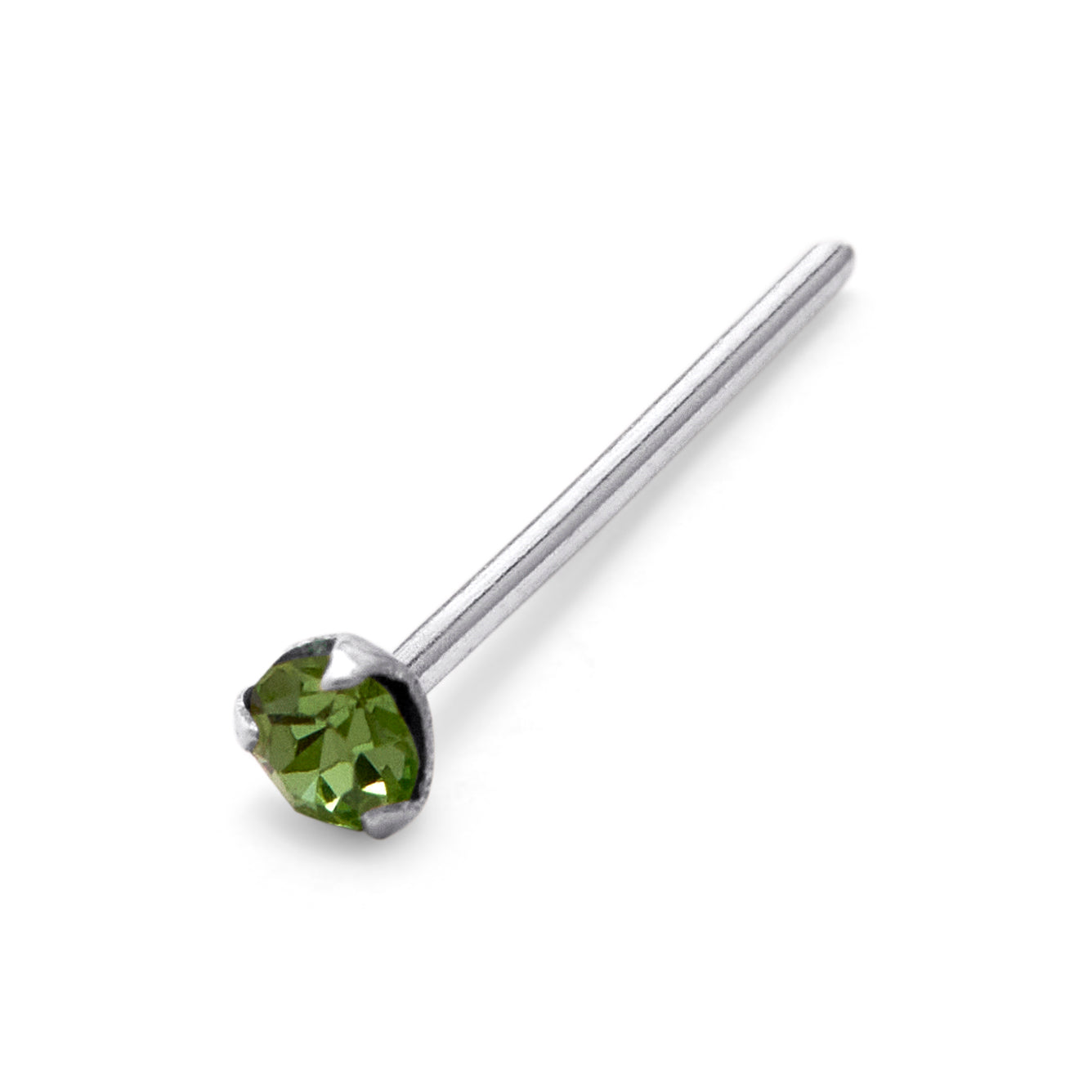 Sterlingsilber 1,5 mm CZ Peridot Krallen Fassung Nasenstecker Stift Ende