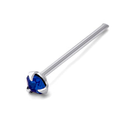 Sterlingsilber 1,5 mm CZ Saphir Krallen Fassung 24Ga Nasenstecker Stift Ende