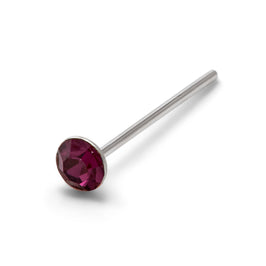 Sterlingsilber 2 mm Rund CZ Amethyst 24Ga Nasenstecker Stift Ende