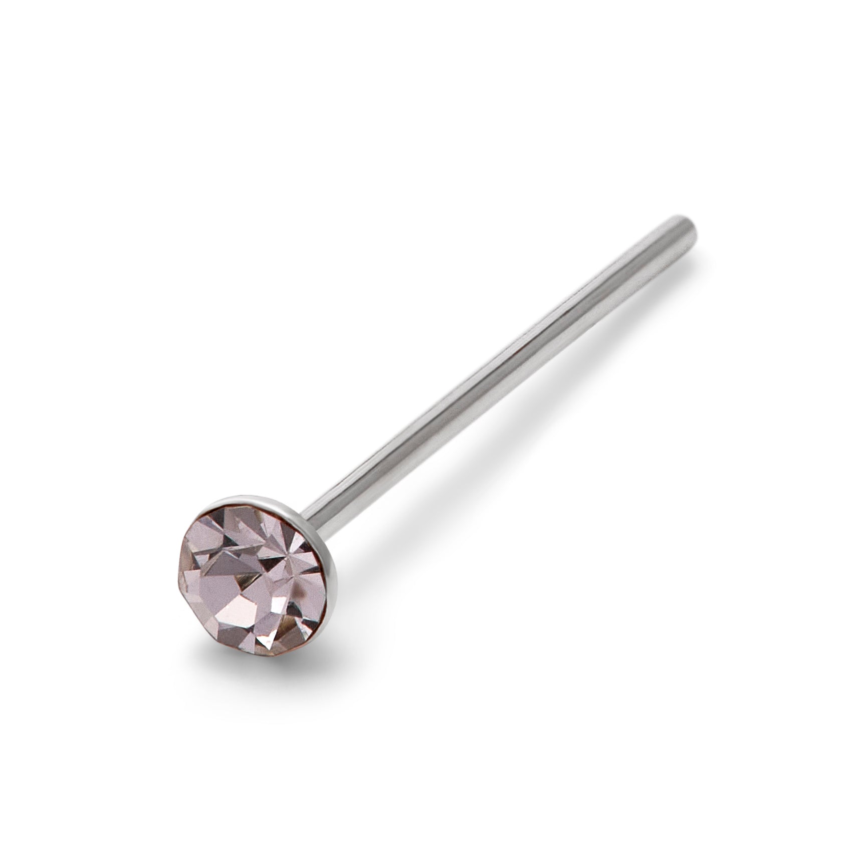 Sterlingsilber 2 mm Rund CZ 24Ga Nasenstecker Gerades Stift Ende