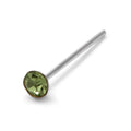 Sterlingsilber 2 mm Rund CZ Peridot 24Ga Nasenstecker Stift Ende