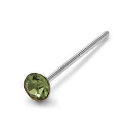 Sterlingsilber 2 mm Rund CZ Peridot 24Ga Nasenstecker Stift Ende