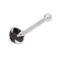 Sterlingsilber Schwarz 2 mm CZ Nasenstecker Kugelende