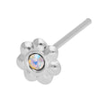 Sterlingsilber CZ Aurora Borealis Blume Nasenstecker Gerades Ende