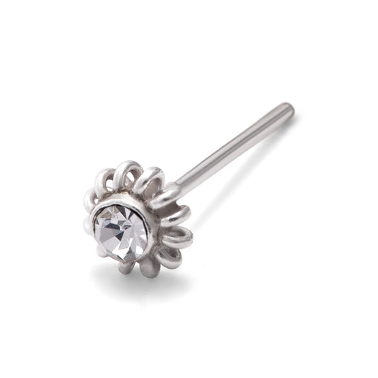 Sterlingsilber 2mm CZ Gewunden Blume 24Ga Nasenstecker