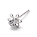 Sterlingsilber 2 mm Strassstein Blume Nasenstecker Gerades Ende