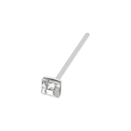 Sterlingsilber Quadratisch CZ Nasenstecker Gerades Ende
