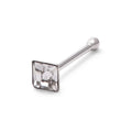 Sterlingsilber 2 mm Quadratisch CZ 24Ga Nasenstecker Kugelende