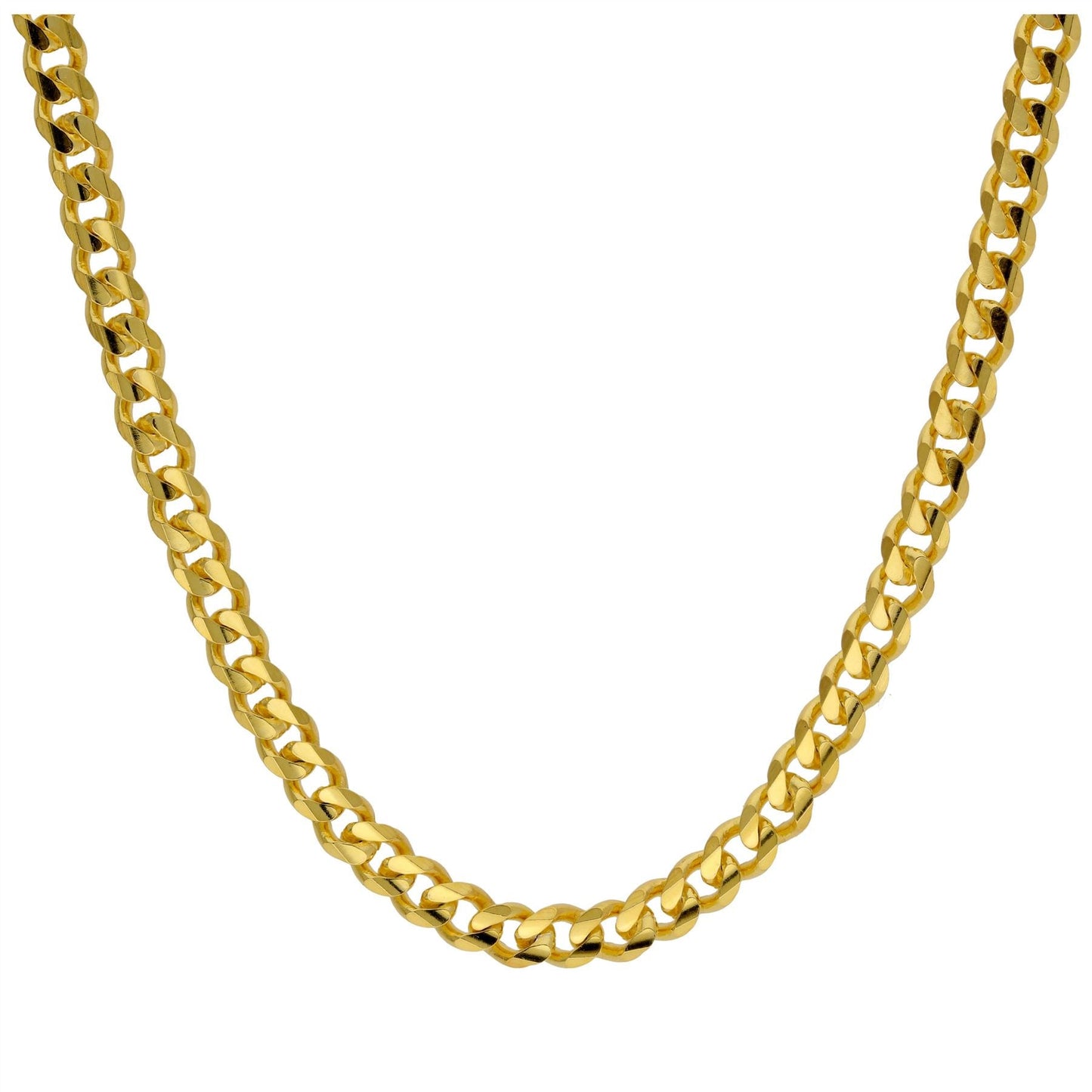 Gold Plated Sterling Silver Curb Link Chain 18 Inch Necklace