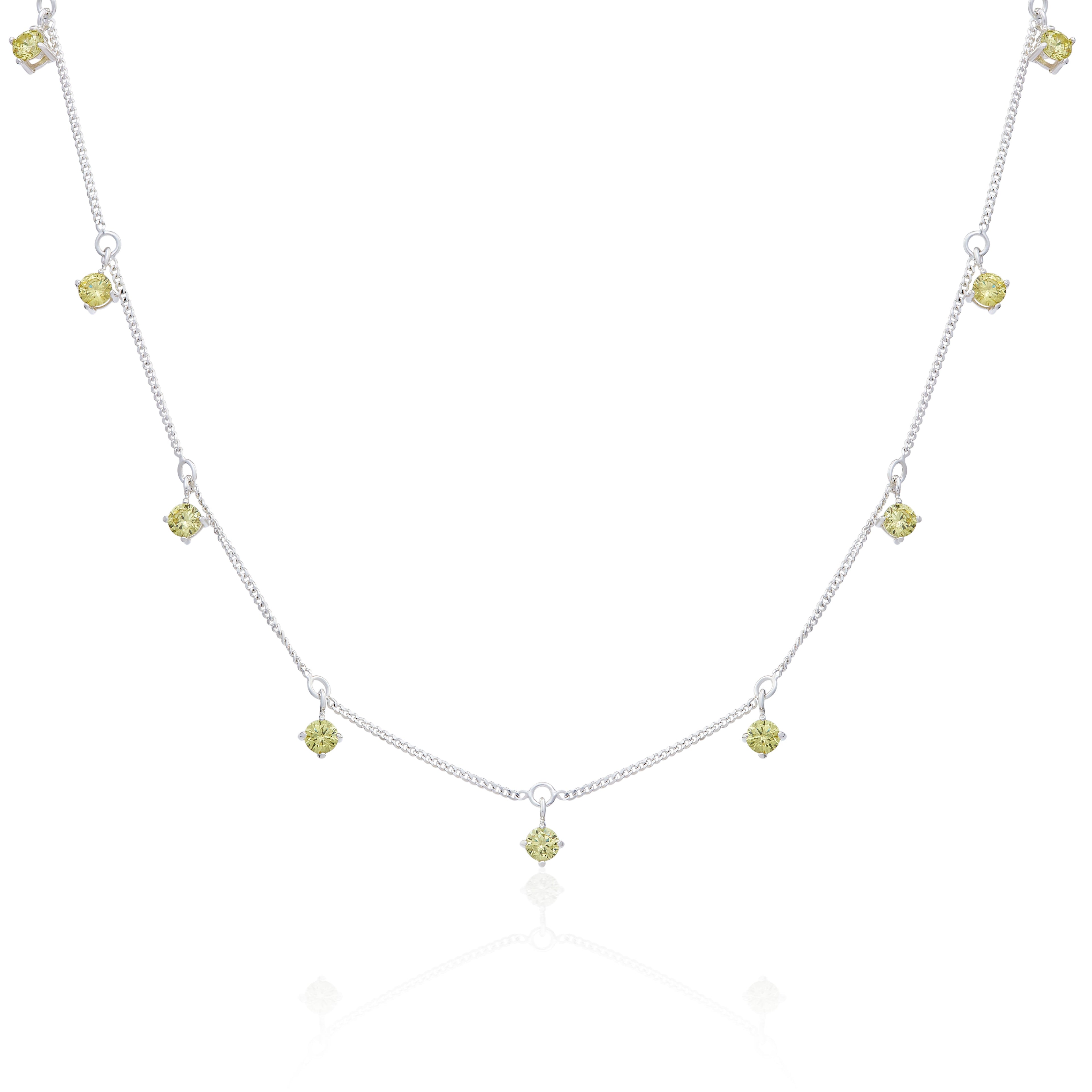 Sterlingsilber Mehr Peridot CZ August Halskette 40,5 + 5 cm