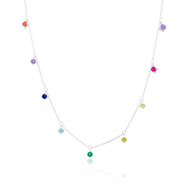 Sterlingsilber Mehr Regenbogen CZ Halskette 40,5+5 cm