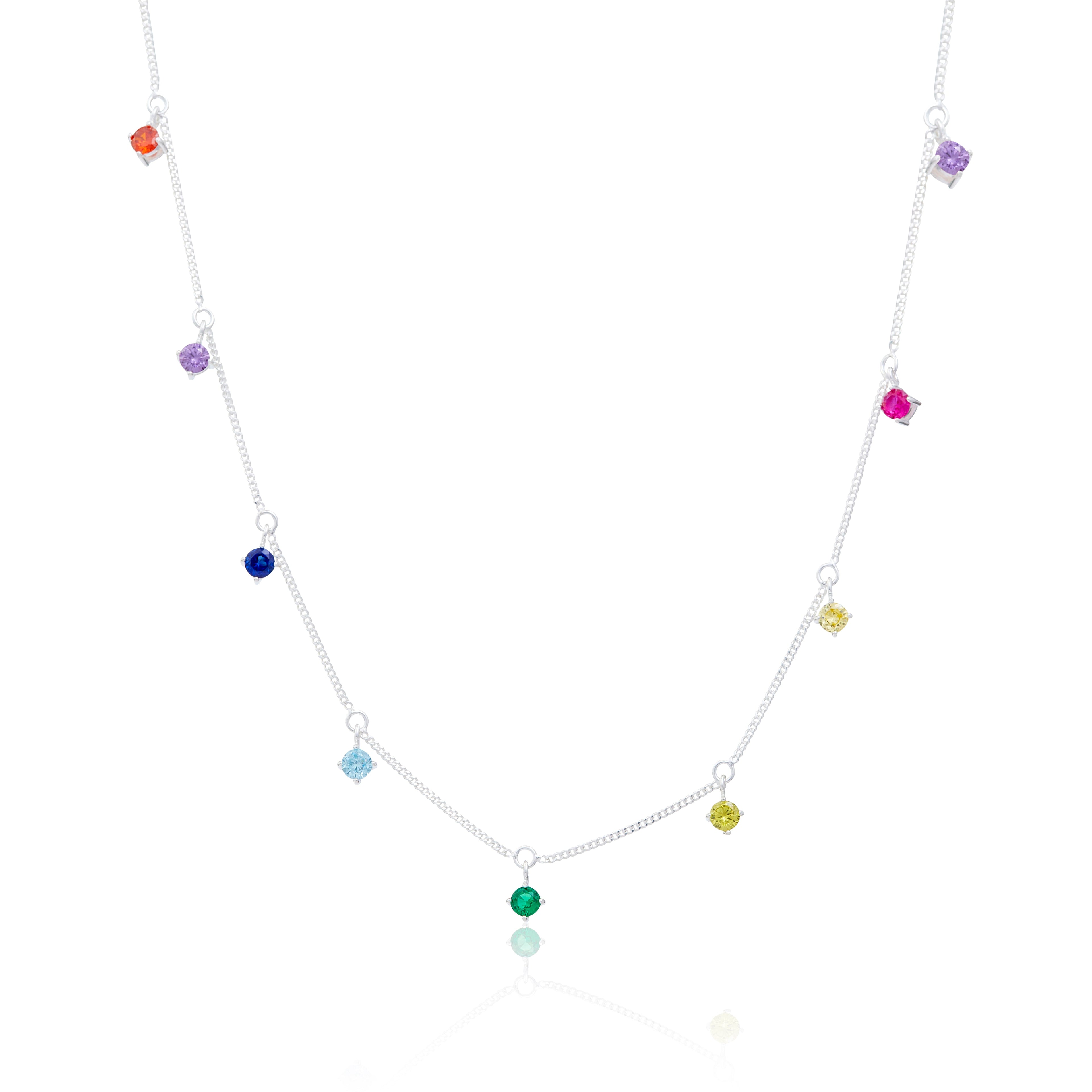 Sterlingsilber Mehr Regenbogen CZ Halskette 40,5+5 cm