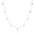 Sterlingsilber Mehr Aquamarin CZ Halskette 40,5+5 cm