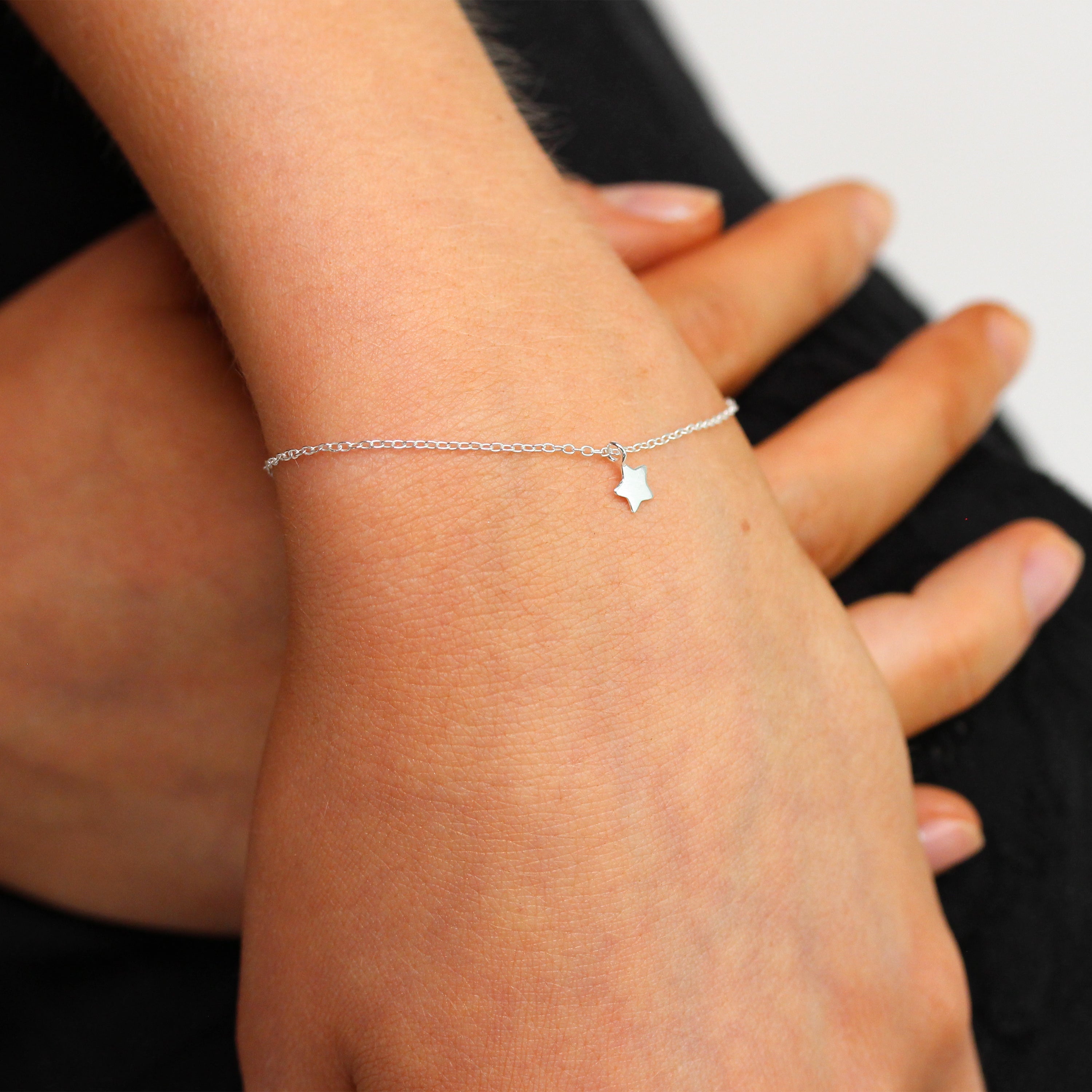 Sterlingsilber Weihnachten Stern Verstellbar Armband 18 cm