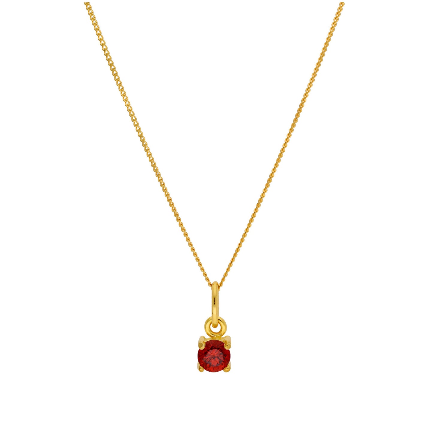 Gold Plated Sterling Silver 4mm Garnet CZ Birthstone Necklace 14-32 Inches