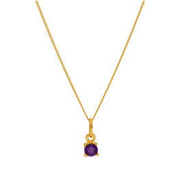 Vergoldet Sterlingsilber 4 mm Amethyst CZ Geburtsstein Halskette 35,5 - 81 cm