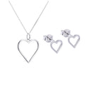 Set aus Ohrsteckern und Halskette mit offenem Herz aus Sterlingsilber, 14–28 Zoll