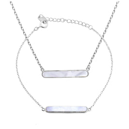 Sterlingsilber Perlmutt Stange Armband & Halskette Satz