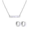Sterlingsilber 10 mm Klappcreolen Ohrringe & Perlmutt Stange Halskette Satz