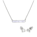Sterlingsilber Gewölbt Perlmutt Ohrstecker & 45,5 cm Stange Halskette Satz