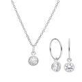 Sterlingsilber CZ Überschliff 12 mm Creolen Ohrringe & Halskette Satz 40,5 - 81 cm