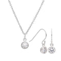Sterlingsilber CZ Überschliff Ohrhänger & Halskette Satz 16 - 81,5 cm