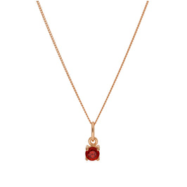 Roségold-vergoldete Halskette aus Sterlingsilber mit Granat-CZ-Geburtsstein, 14–32 Zoll