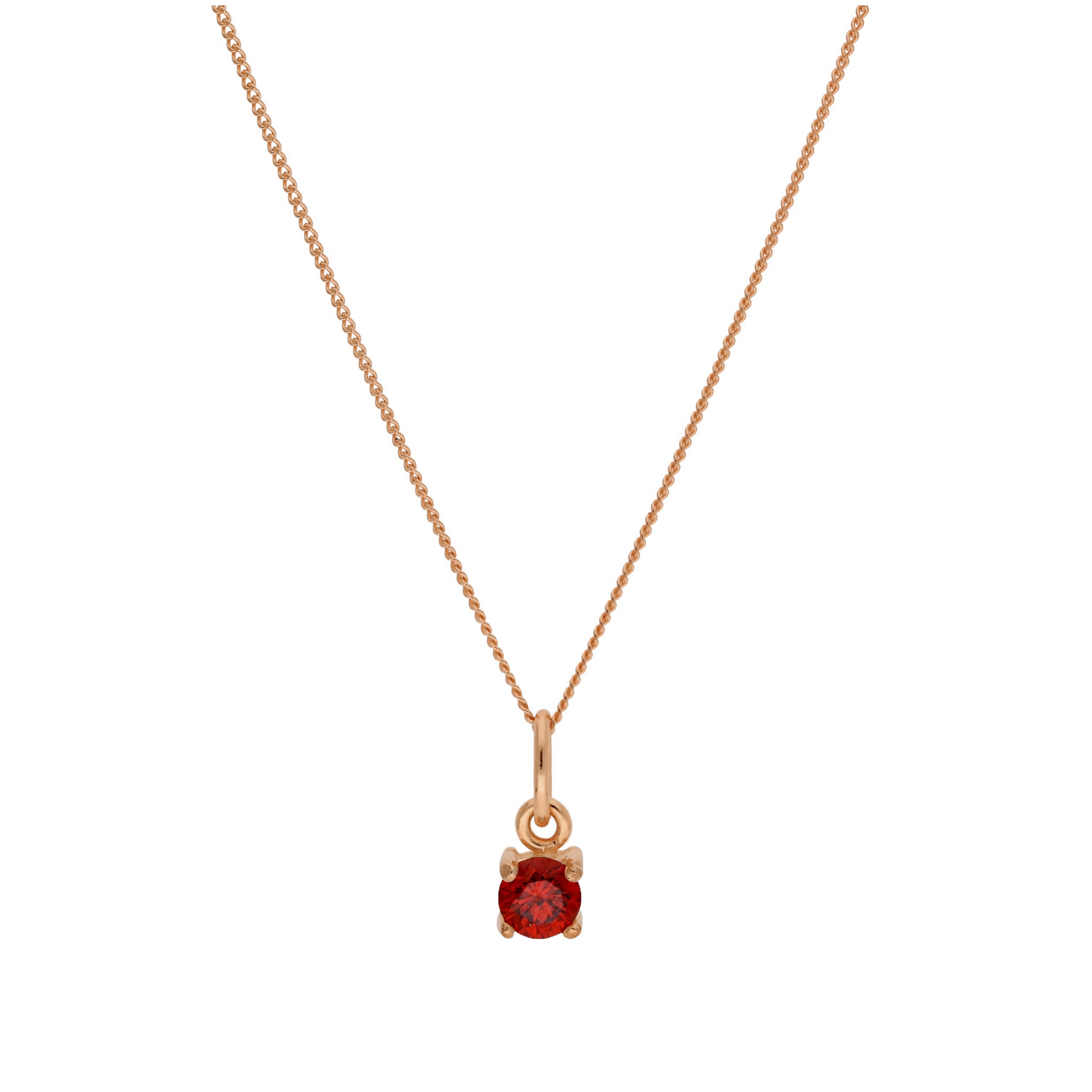 Roségold-vergoldete Halskette aus Sterlingsilber mit Granat-CZ-Geburtsstein, 14–32 Zoll