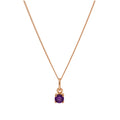 Roségold-beschichtete Halskette aus Sterlingsilber mit Amethyst-CZ für den Monat Februar, 14–32 Zoll