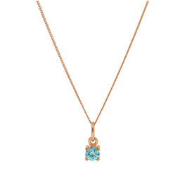 März-Halskette aus rosévergoldetem Sterlingsilber mit Aquamarin-Zirkonia, 35 - 80 cm