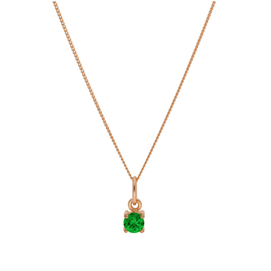 Rosévergoldet Sterlingsilber Smaragd CZ Geburtsstein Halskette 14 - 81,5cm