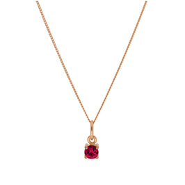 Rosévergoldet Sterlingsilber Rubin CZ Geburtsstein Halskette 35,5 - 81 cm