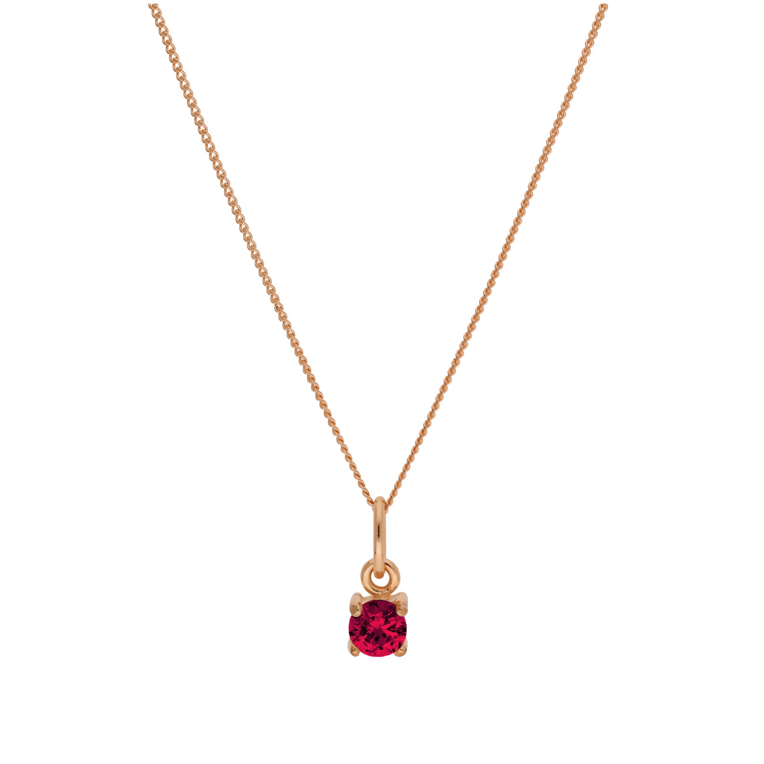Rosévergoldet Sterlingsilber Rubin CZ Geburtsstein Halskette 35,5 - 81 cm