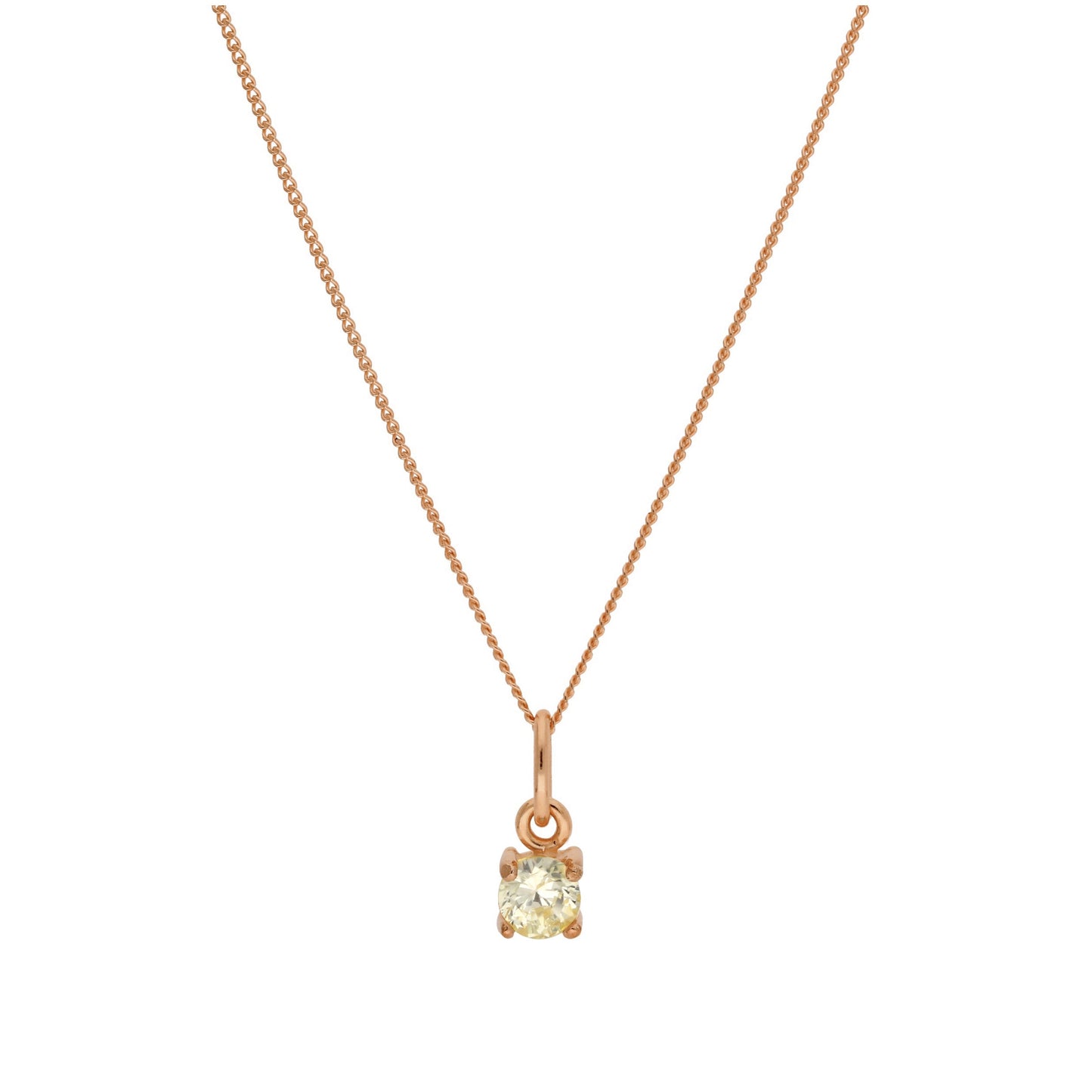 Roségold-beschichtete Halskette aus Sterlingsilber mit Peridot-CZ als Geburtsstein, 14–32 Zoll