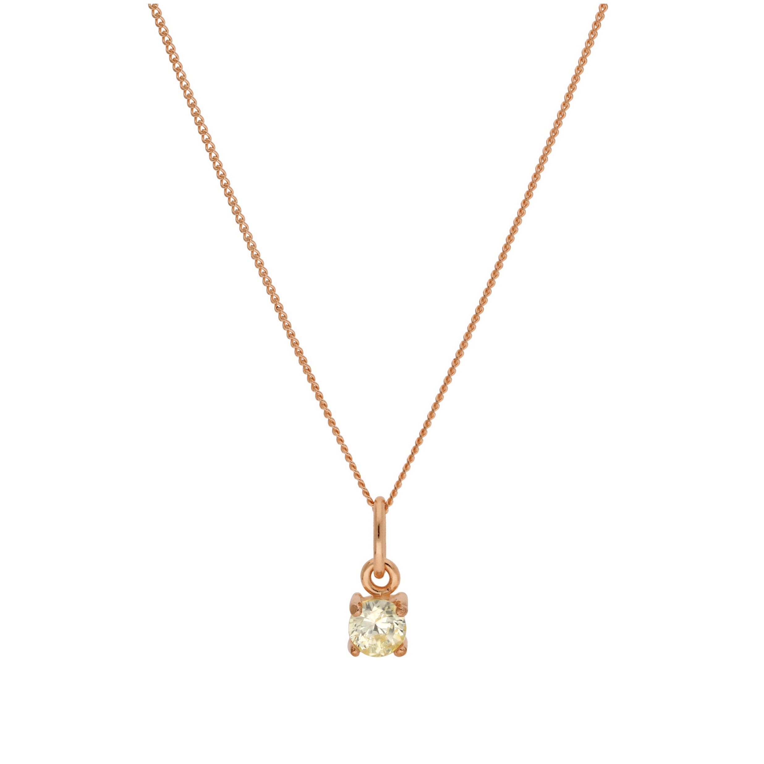 Roségold-beschichtete Halskette aus Sterlingsilber mit Peridot-CZ als Geburtsstein, 14–32 Zoll