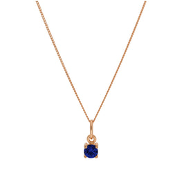 Roségold-beschichtete Sterlingsilber-Saphir-CZ-Geburtsstein-Halskette 14–32 Zoll