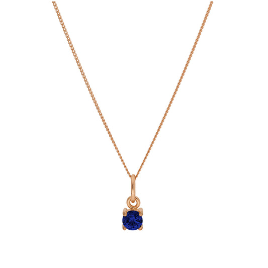 Roségold-beschichtete Sterlingsilber-Saphir-CZ-Geburtsstein-Halskette 14–32 Zoll