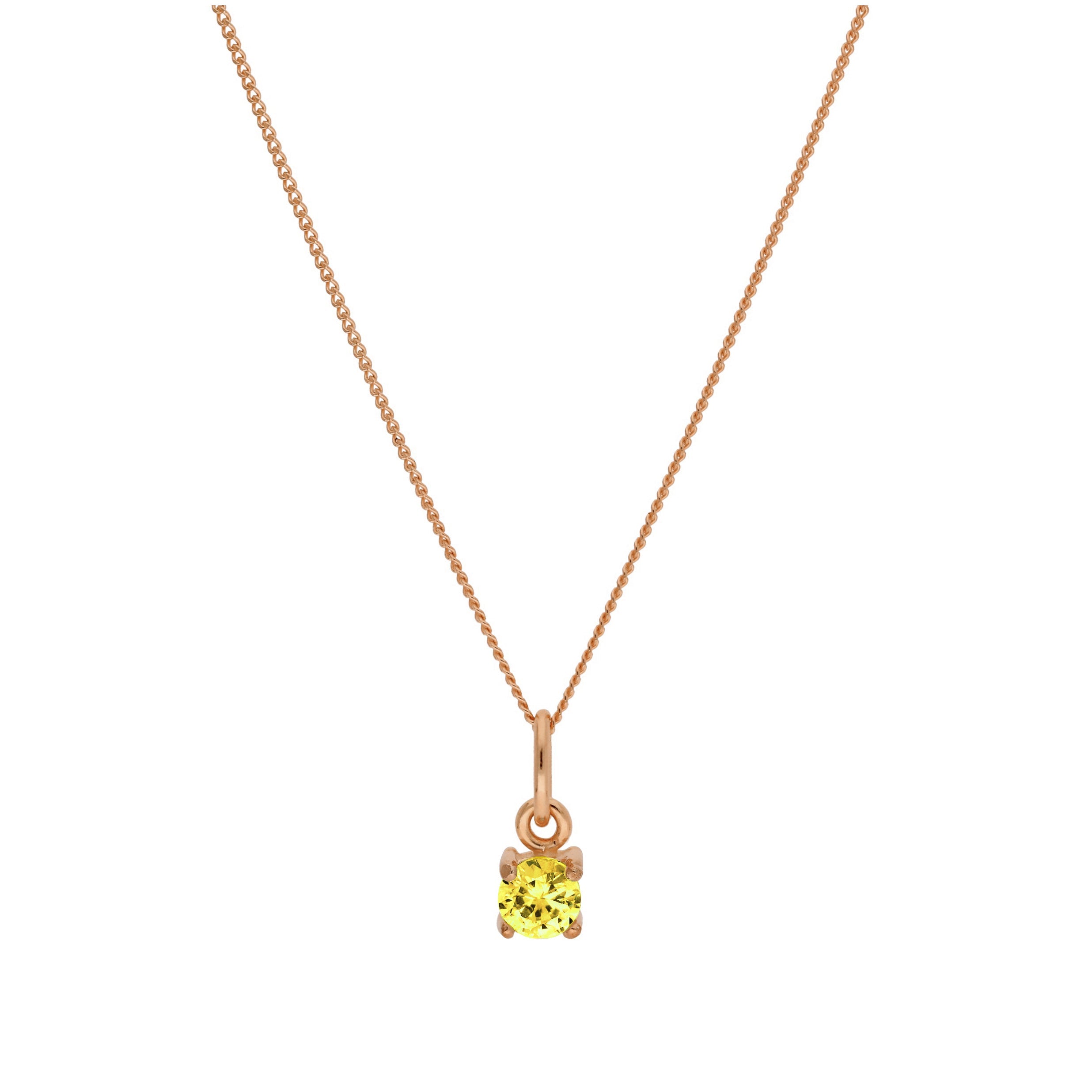 Roségold-beschichtete Sterlingsilber-Citrin-CZ-Geburtsstein-Halskette 14–32 Zoll