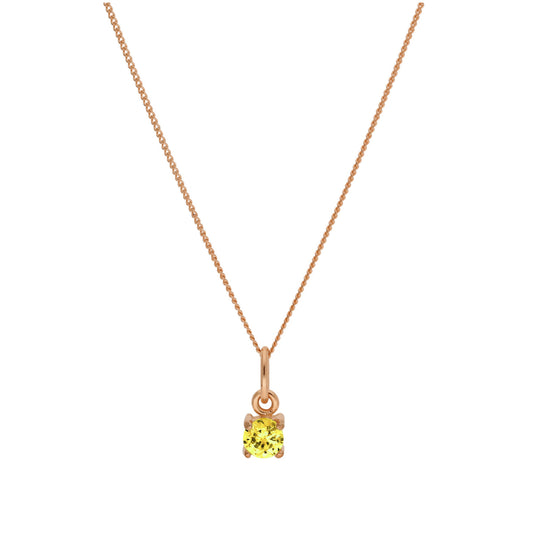 Roségold-beschichtete Sterlingsilber-Citrin-CZ-Geburtsstein-Halskette 14–32 Zoll