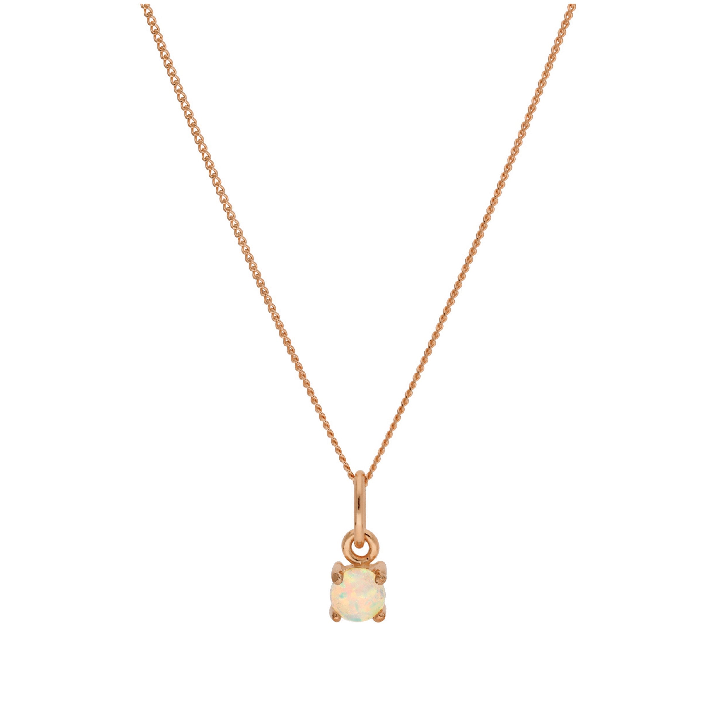 Roségold-beschichtete Sterlingsilberkette mit Opal-CZ als Geburtsstein, 14–32 Zoll