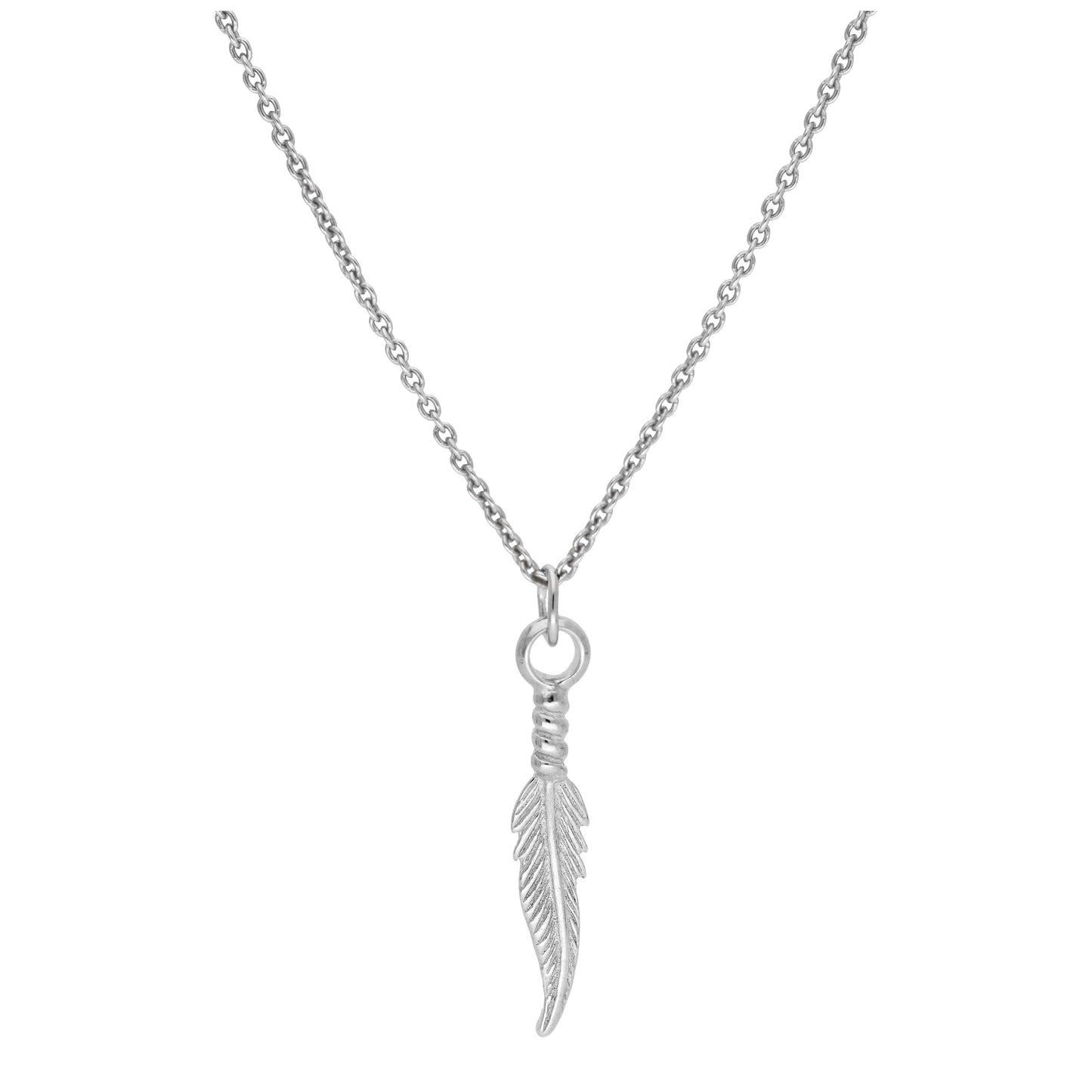 Halskette aus Sterlingsilber mit Feder, 16–22 Zoll