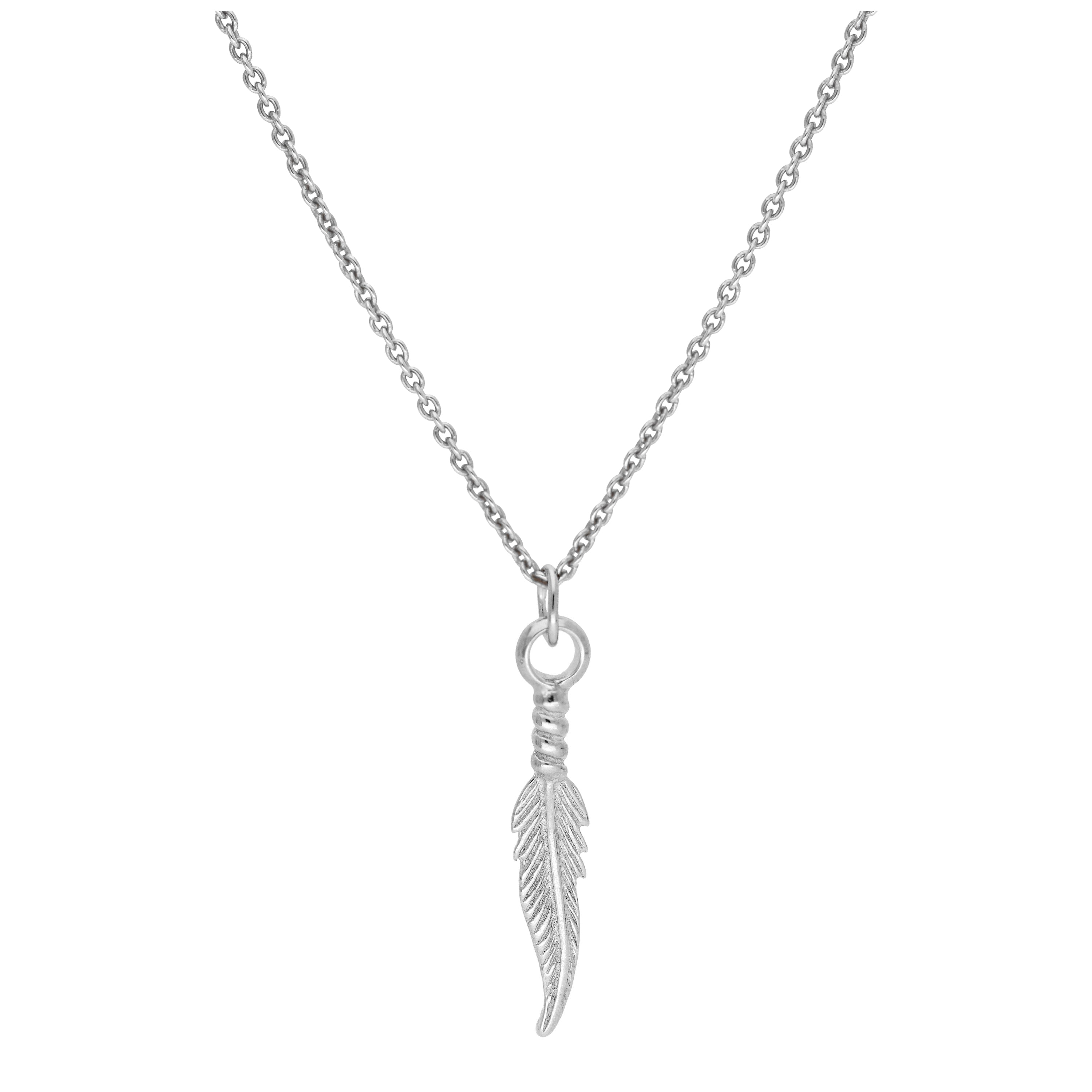 Halskette aus Sterlingsilber mit Feder, 16–22 Zoll
