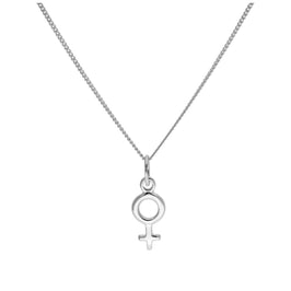 Klein Sterlingsilber Weiblichkeitssymbol Halskette 35,5 - 81,5 cm