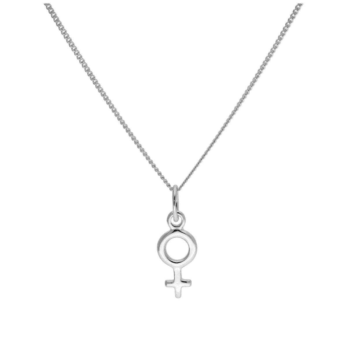 Klein Sterlingsilber Weiblichkeitssymbol Halskette 35,5 - 81,5 cm