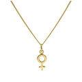 Kleine vergoldete Halskette aus Sterlingsilber mit weiblichem Symbol, 14–32 Zoll