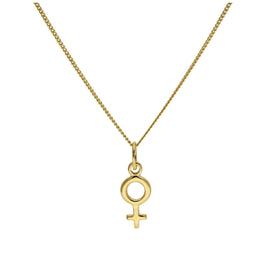 Kleine vergoldete Halskette aus Sterlingsilber mit weiblichem Symbol, 14–32 Zoll