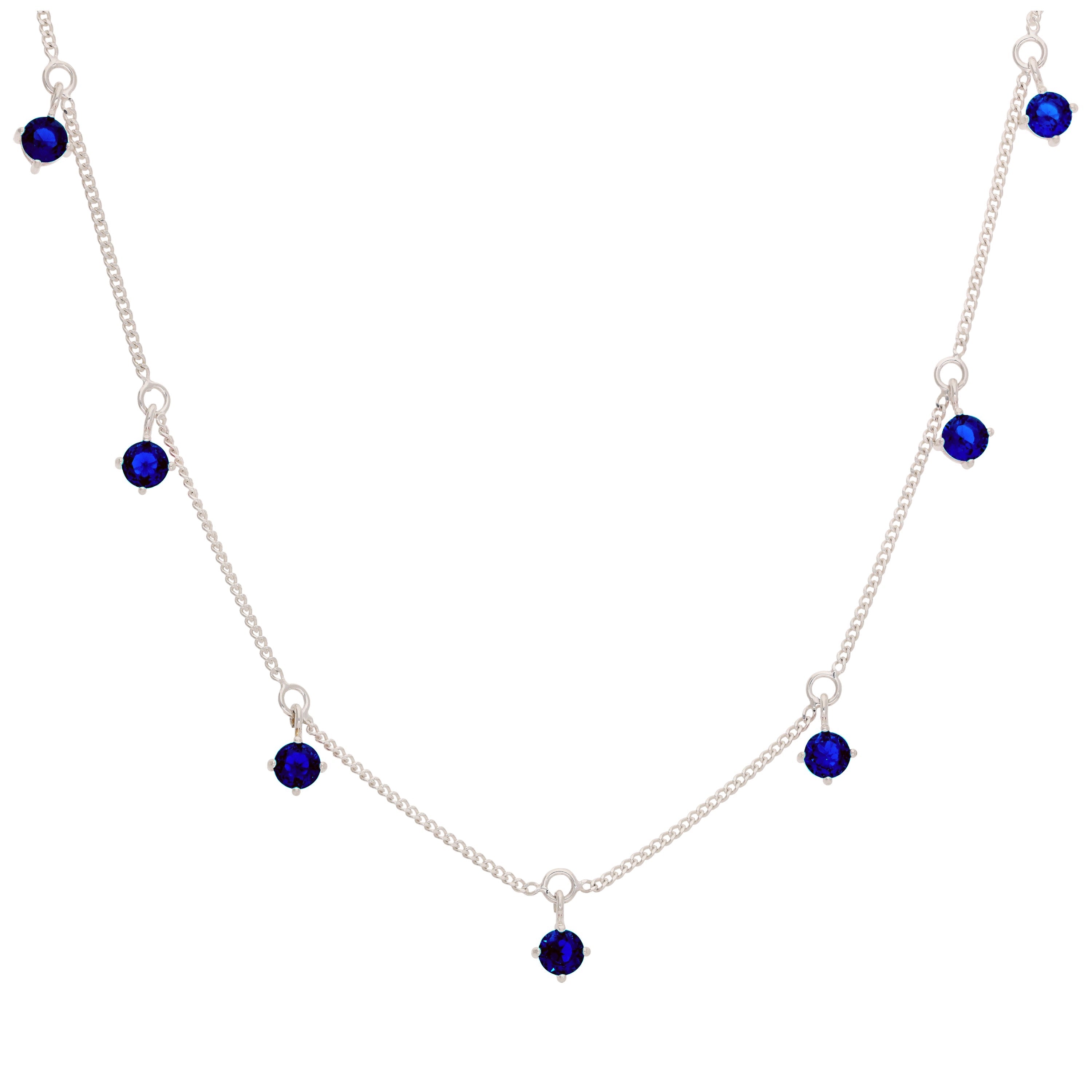 Sterlingsilber Mehr Saphir CZ Halskette 40,5+5 cm