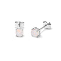 Sterlingsilber CZ Opal Geburtsstein Krallen Fassung 4 mm Ohrstecker