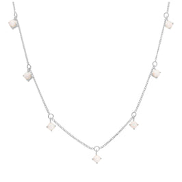 Sterlingsilber Mehr CZ Opal Geburtsstein Halskette 40,5+5 cm