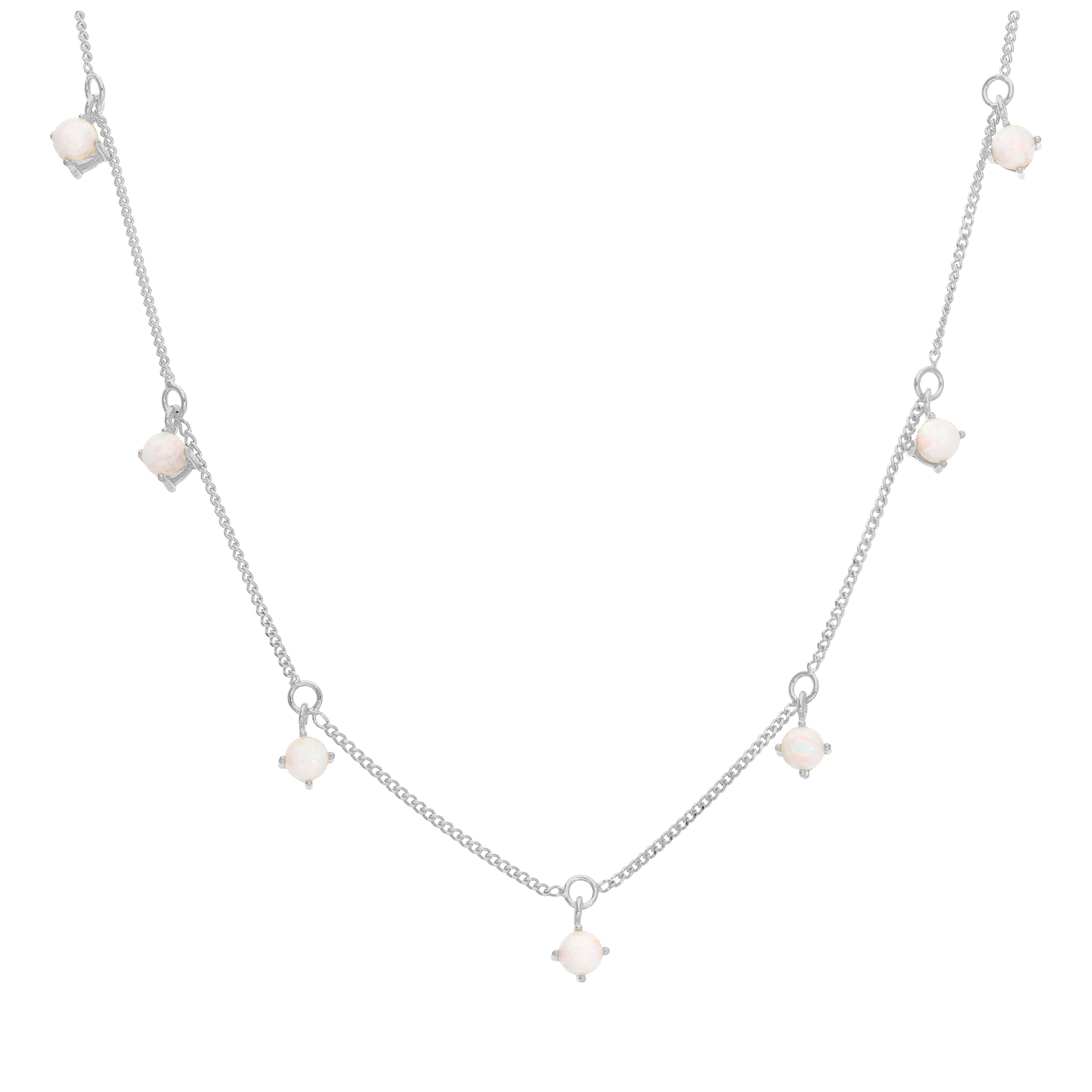 Sterlingsilber Mehr CZ Opal Geburtsstein Halskette 40,5+5 cm